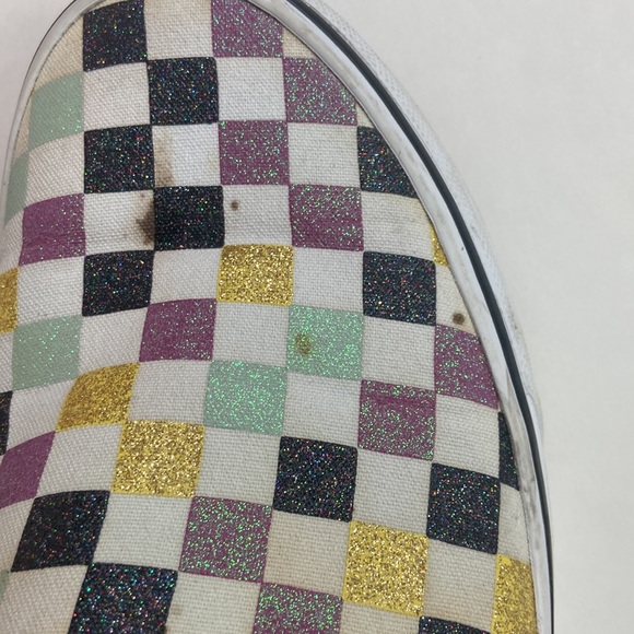 Euc Woman’s Glitter Asher maradi gras colors checkerboard Vans - Picture 5 of 7